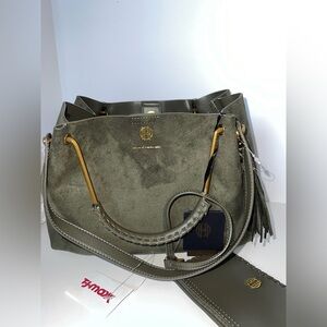 NWT House of Harlow 1960 Olive Suede Luxe Satchel Bag